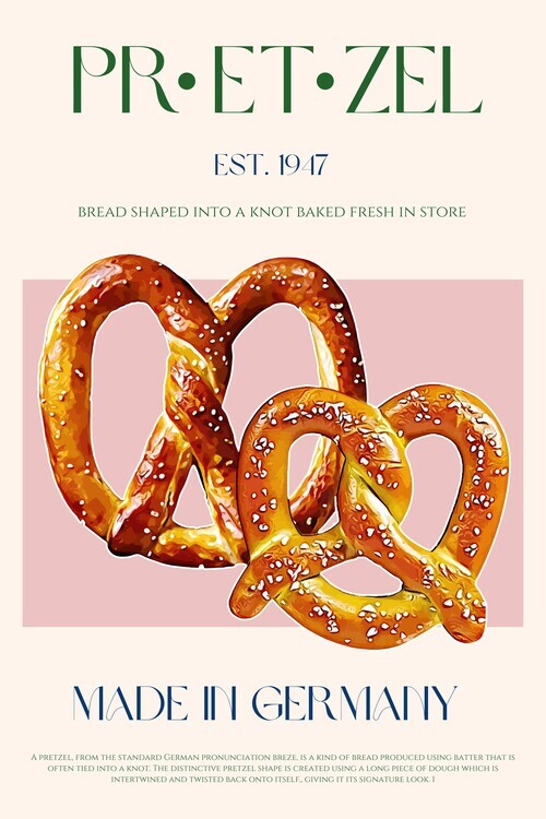 Nazma Khokhar Plakát, Obraz - Pretzel Print, Nazma Khokhar, 26.7 × 40 cm