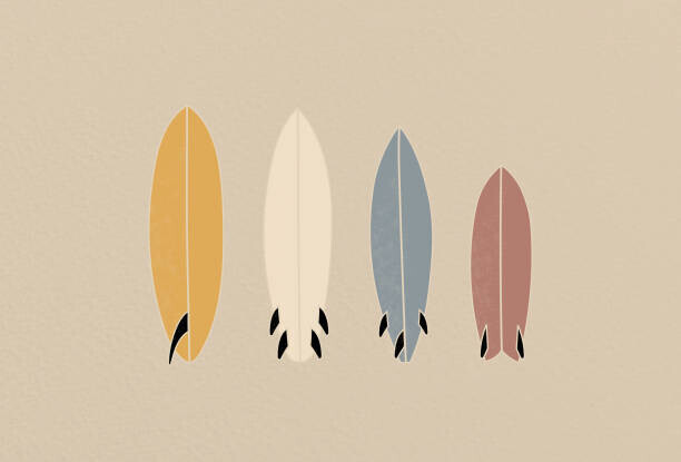 LucidSurf Plakát, Obraz - Vintage Old-school Retro Style Surfboards on, LucidSurf, 40 × 26.7 cm