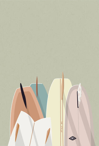 LucidSurf Plakát, Obraz - Retro Surfboards pastel colour, LucidSurf, 26.7 × 40 cm