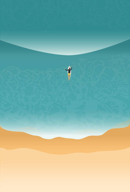 LucidSurf Plakát, Obraz - Surfer puddle out through the waves, LucidSurf, 26.7 × 40 cm