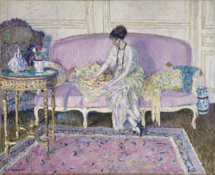 Frederick Carl Frieseke Plakát, Obraz - Woman Seated on Sofa in Interior (1912–14), Frederick Carl Frieseke, 40 × 30 cm