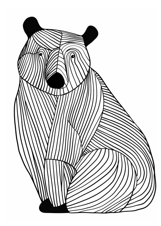 Justyna Jaszke Plakát, Obraz - Lines art Bear, Justyna Jaszke, 30 × 40 cm