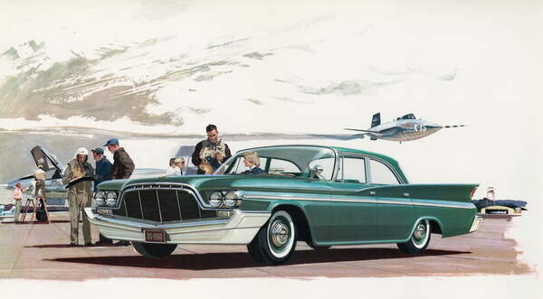 American School, Plakát, Obraz - New DeSoto Car and Jet Pilots, 1960, American School,, 40 × 22.2 cm