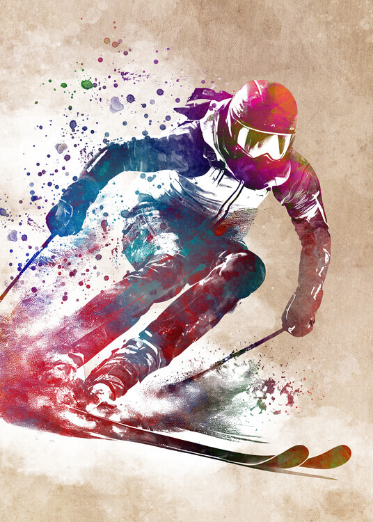 Justyna Jaszke Plakát, Obraz - Ski sport art, Justyna Jaszke, 30 × 40 cm