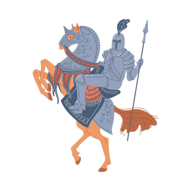 sabelskaya Plakát, Obraz - Vector isolated illustration of medieval knight, sabelskaya, 40 × 40 cm