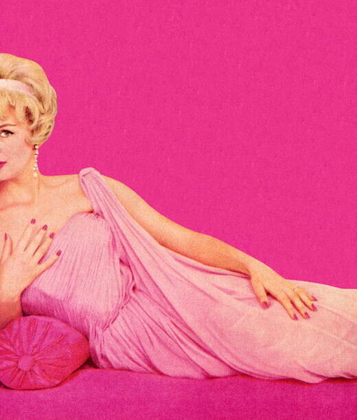 CSA-Images Plakát, Obraz - Woman in Pink Dress Reclining, CSA-Images, 34 × 40 cm