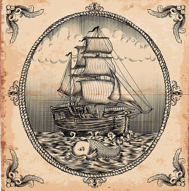Man_Half-tube Plakát, Obraz - vintage sailboat, Man_Half-tube, 40 × 40 cm