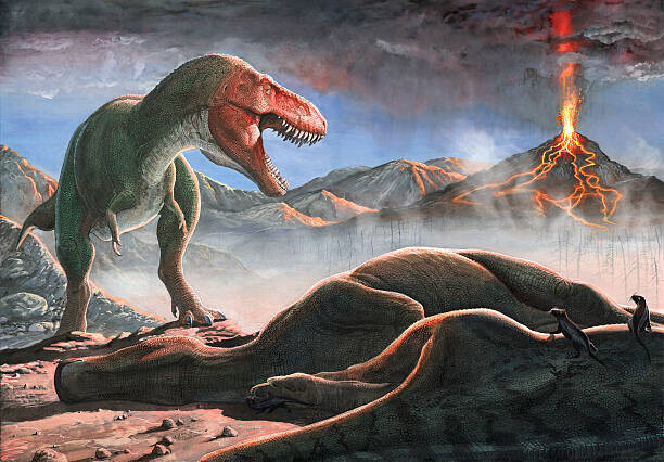 Sergey Krasovskiy Plakát, Obraz - A volcanic eruption destroys the hunting, Sergey Krasovskiy, 40 × 26.7 cm