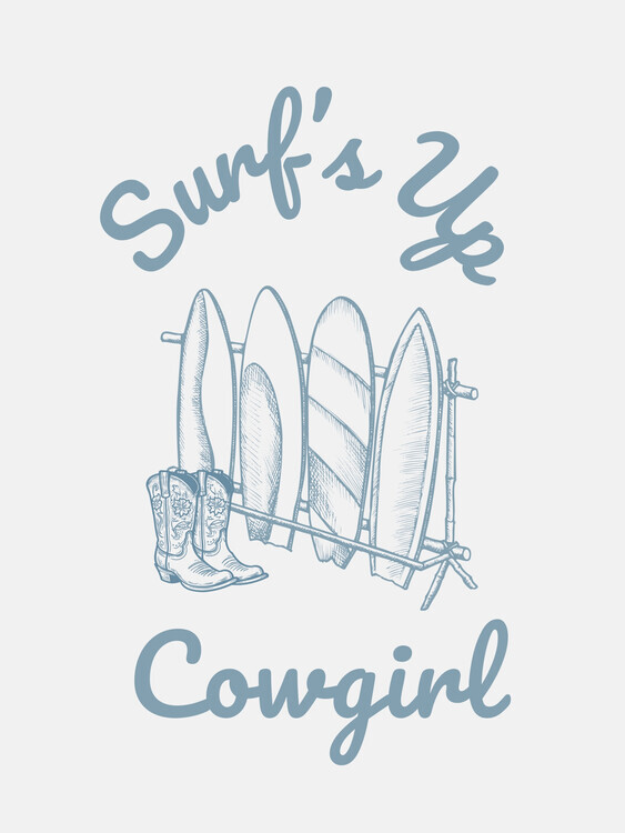 Jolly and Dash Plakát, Obraz - Surf's Up Cowgirl, Jolly and Dash, 30 × 40 cm