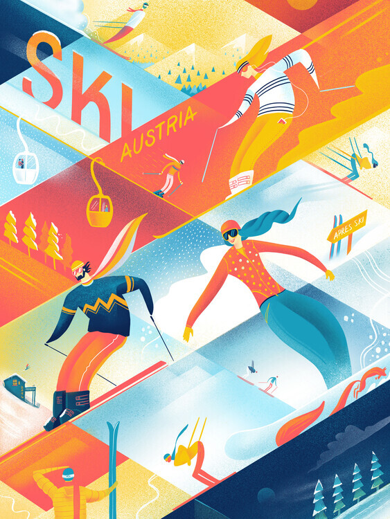 Mark Harrison Plakát, Obraz - Ski the Lines, Mark Harrison, 30 × 40 cm