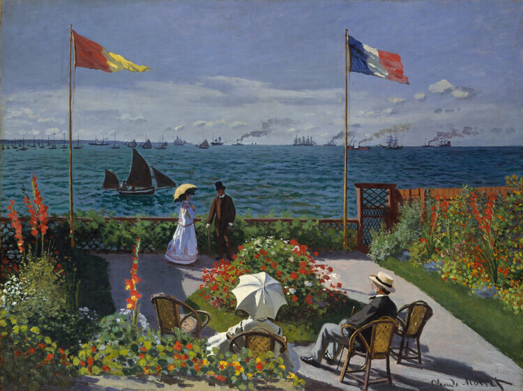 Claude Monet Plakát, Obraz - Jardin à Sainte-Adresse (1866), Claude Monet, 40 × 30 cm