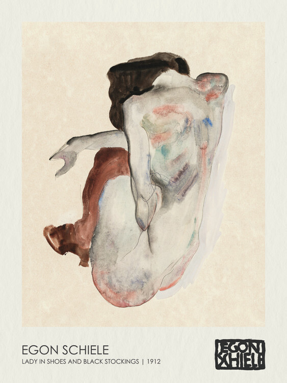 Egon Schiele Plakát, Obraz - Lady in Shoes and Black Stockings (1912), Egon Schiele, 30 × 40 cm