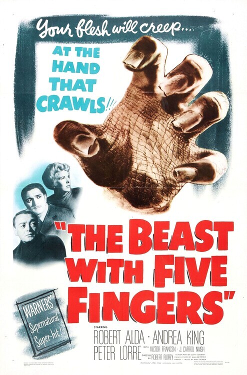 Europosters Plakát, Obraz - Beast With Five Fingers, 26.7 × 40 cm