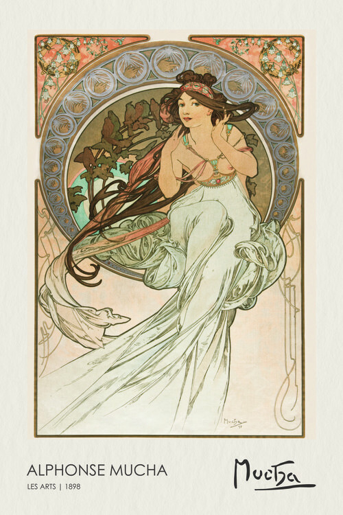 Alfons Mucha Plakát, Obraz - Les Arts (1898), Alfons Mucha, 26.7 × 40 cm