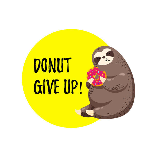 Olena Yepifanova Plakát, Obraz - Cute vector illustration. Funny cartoon sloth, Olena Yepifanova, 40 × 40 cm