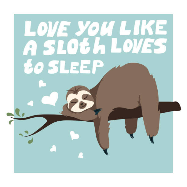 Liliya Sudakova Plakát, Obraz - Cute Greeting card with sloth with, Liliya Sudakova, 40 × 40 cm