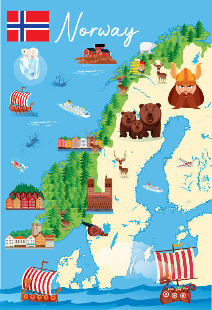 drmakkoy Plakát, Obraz - Cartoon Map of Norway, drmakkoy, 26.7 × 40 cm