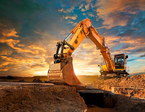 Avalon_Studio Plakát, Obraz - Excavator at a construction site against, Avalon_Studio, 40 × 30 cm