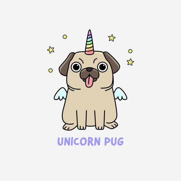 Panuwach Plakát, Obraz - Funny unicorn pug, Panuwach, 40 × 40 cm