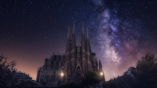 Carlos Fernandez Plakát, Obraz - Milky Way and Basilica and Sagrada Familia, Carlos Fernandez, 40 × 22.2 cm