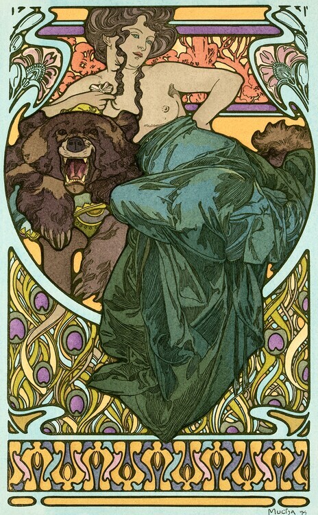 Alphonse Mucha Plakát, Obraz - Untitled (1902), Alphonse Mucha, 24.7 × 40 cm