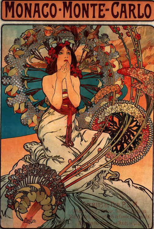 Alphonse Mucha Plakát, Obraz - Monaco Monte Carlo, Alphonse Mucha, 26.7 × 40 cm