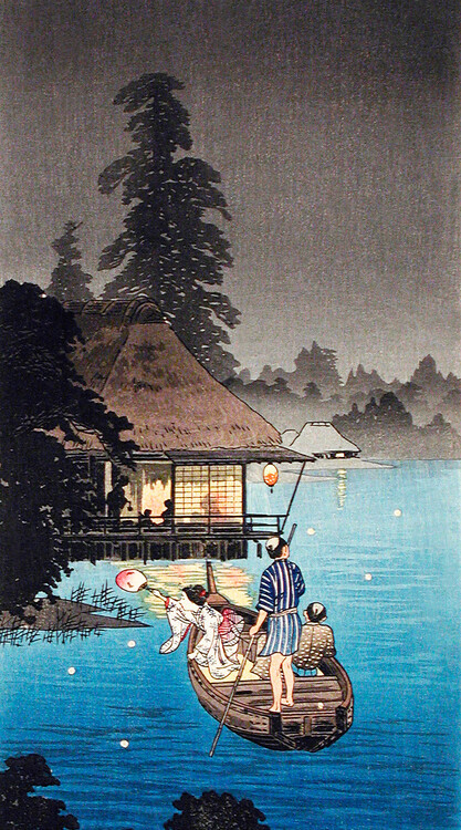 Hiroaki Takahashi Plakát, Obraz - Enjoying Evening Cool (1926), Hiroaki Takahashi, 22.2 × 40 cm