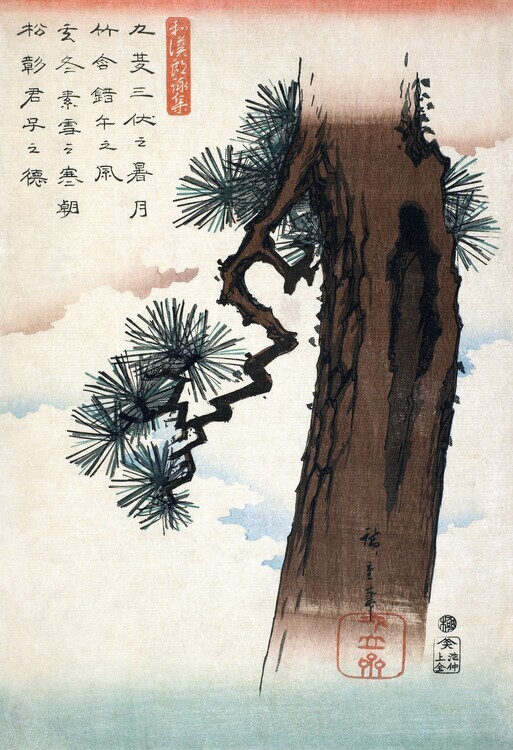 Utagawa Hiroshige Plakát, Obraz - Japanese pine tree (1842), Utagawa Hiroshige, 26.7 × 40 cm