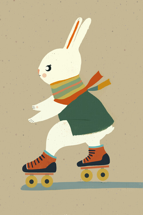 Treechild Plakát, Obraz - Inline Skating Bunny, Treechild, 26.7 × 40 cm