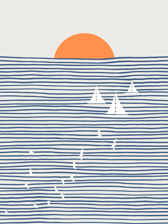 Little Dean Plakát, Obraz - Three White Sails, Little Dean, 30 × 40 cm