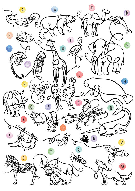Hanna Lee Tidd Plakát, Obraz - The Animal Alphabet, Hanna Lee Tidd, 30 × 40 cm