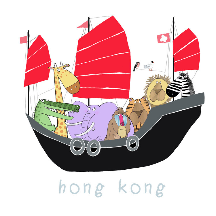 Carla Daly Plakát, Obraz - Jungle Animals in Hong Kong, Carla Daly, 40 × 40 cm