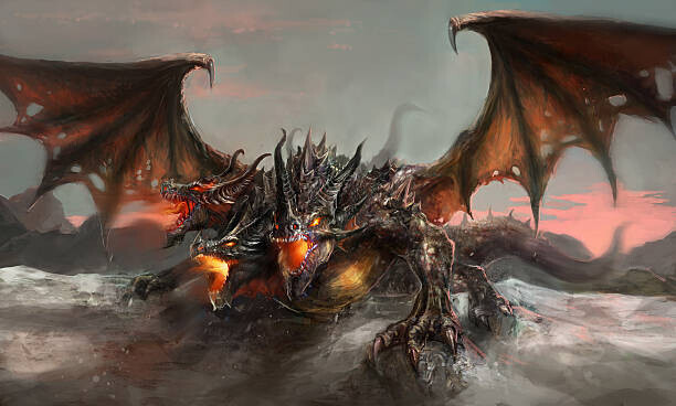 fotokostic Plakát, Obraz - three headed dragon, fotokostic, 40 × 24.1 cm