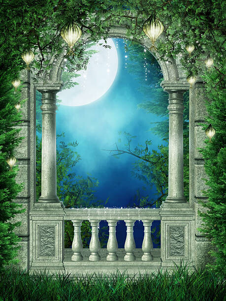 FairytaleDesign Plakát, Obraz - Fantasy window with lanterns, FairytaleDesign, 30 × 40 cm