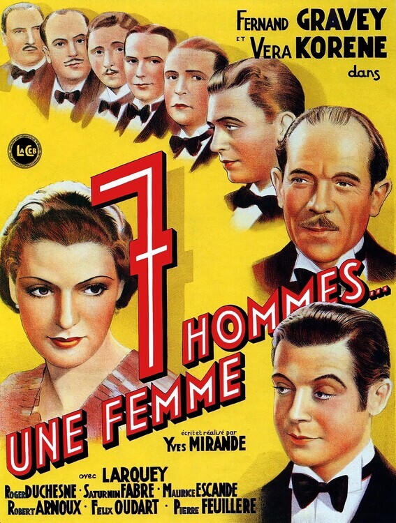 Europosters Plakát, Obraz - Seven Men, One Woman (1936), 30 × 40 cm