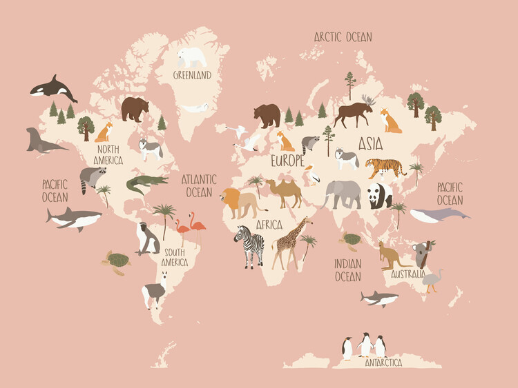 Treechild Plakát, Obraz - Nursery world map, Treechild, 40 × 30 cm