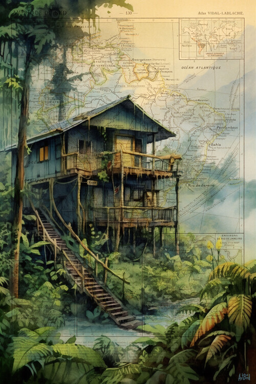 Thomas Chedeville Plakát, Obraz - Jungle Cabin, Thomas Chedeville, 26.7 × 40 cm