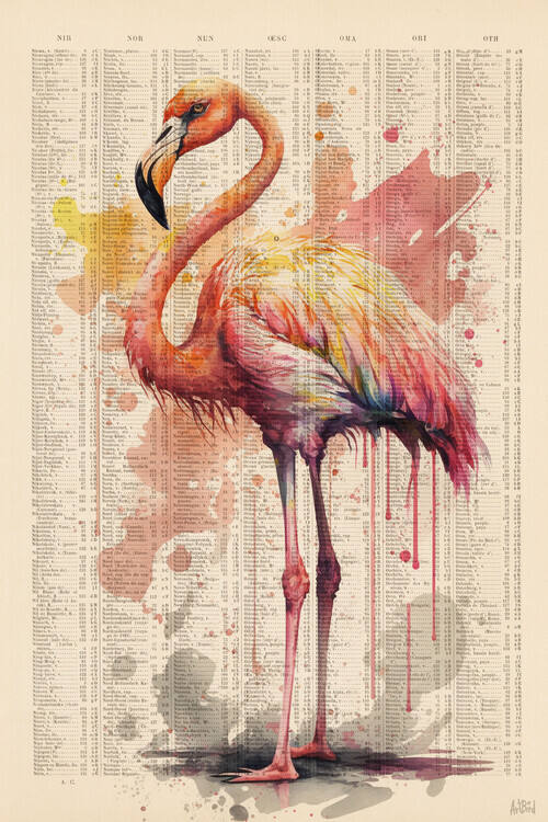 Thomas Chedeville Plakát, Obraz - Pink Flamingo, Thomas Chedeville, 26.7 × 40 cm