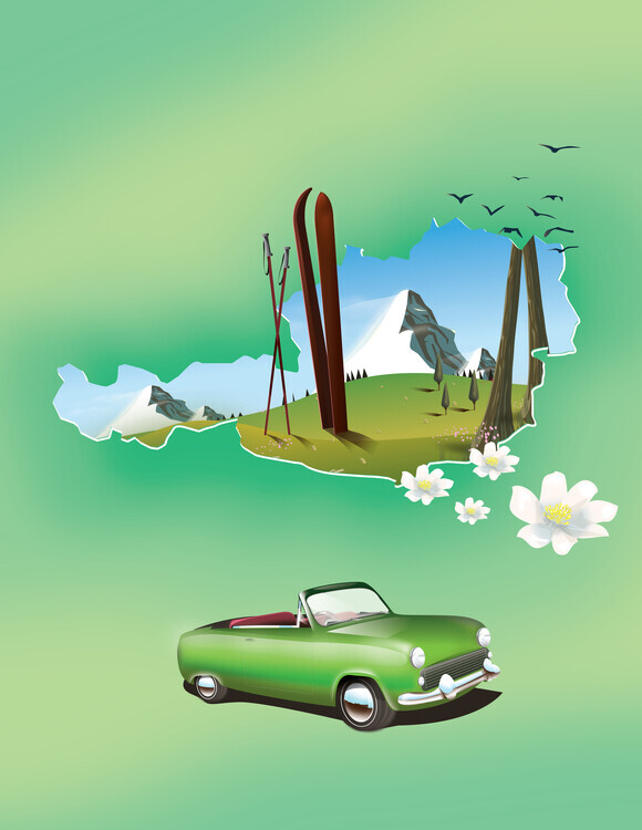 Nicholas Plakát, Obraz - Austria Travel map, Nicholas, 30 × 40 cm