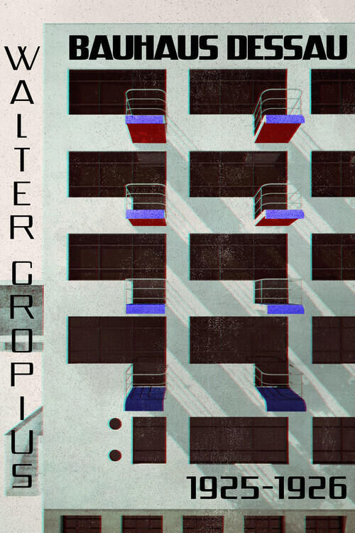 Rosana Laiz Blursbyai Plakát, Obraz - Bauhaus Dessau architecture in vintage magazine style IV, Rosana Laiz Blursbyai, 26.7 × 40 cm