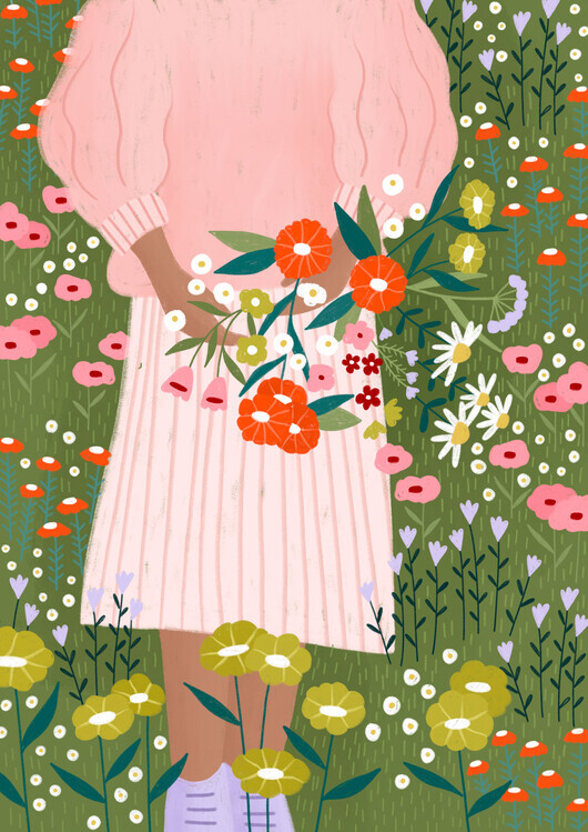Bea Muller Plakát, Obraz - Blossoms in Hand, Bea Muller, 30 × 40 cm