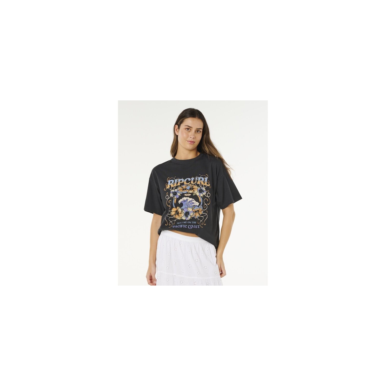 triko RIP CURL - Pacific Coast Heritage Tee Washed Black (8264) velikost: 2XS