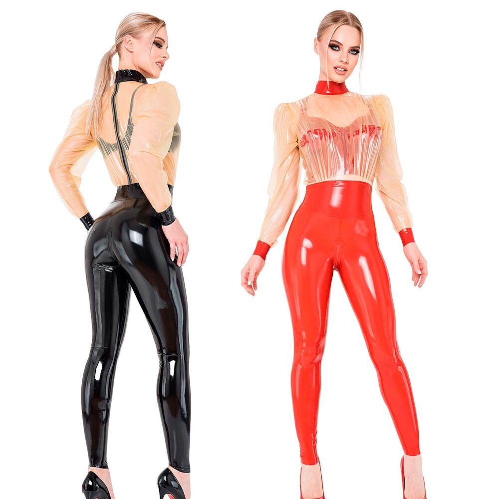 Latexový catsuit s volným transparentním topem
