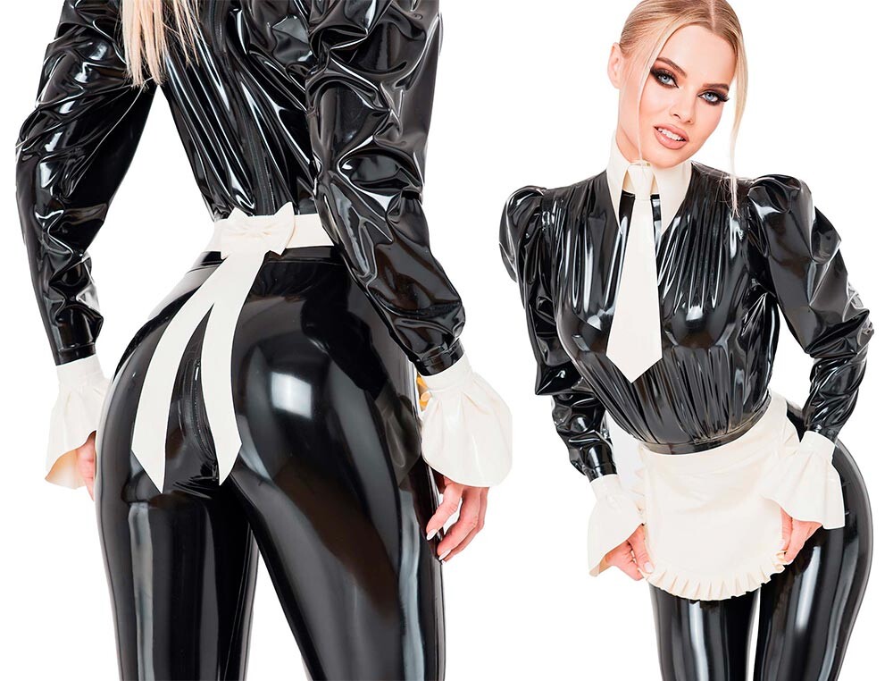 Latexová zástěrka se stylovou mašlí vzadu