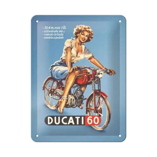 Nekupto Plechová cedule Ducati - Cilindrata 60 Pin Up, 15 x 20 cm