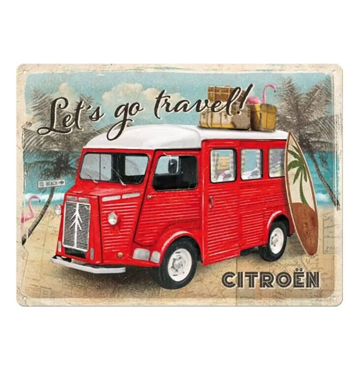 Nekupto Plechová cedule Citroen Type H - Let is go travel, 40 x 30 cm