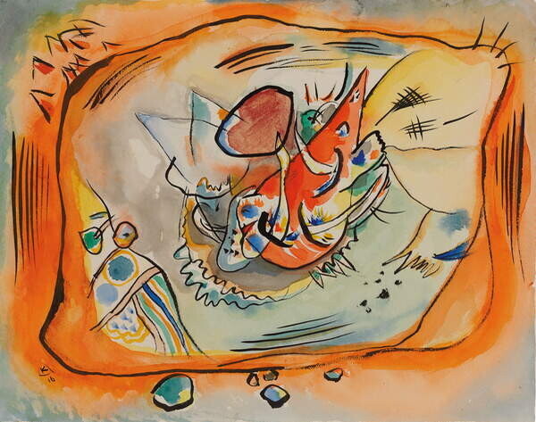 Wassily Kandinsky Plakát, Obraz - Sketch for Painting with Orange Border (1916), Wassily Kandinsky, 40 × 30 cm