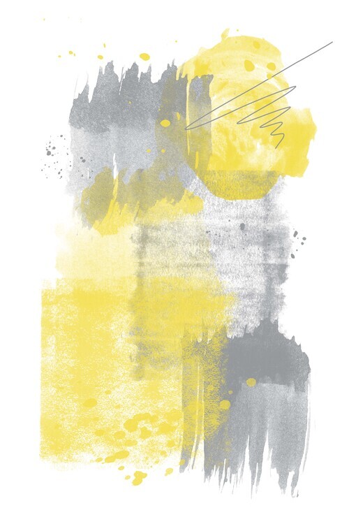 Melanie Viola Plakát, Obraz - Watercolor Shapes No. 6 | Illuminating Yellow & Ultimate Grey, Melanie Viola, 26.7 × 40 cm