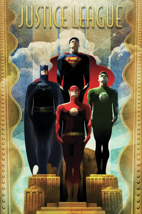 Europosters Plakát, Obraz - Justice League - Gold Border, 26.7 × 40 cm