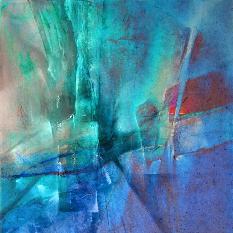 Annette Schmucker Plakát, Obraz - Pas de deux - red and turquoise, Annette Schmucker, 40 × 40 cm